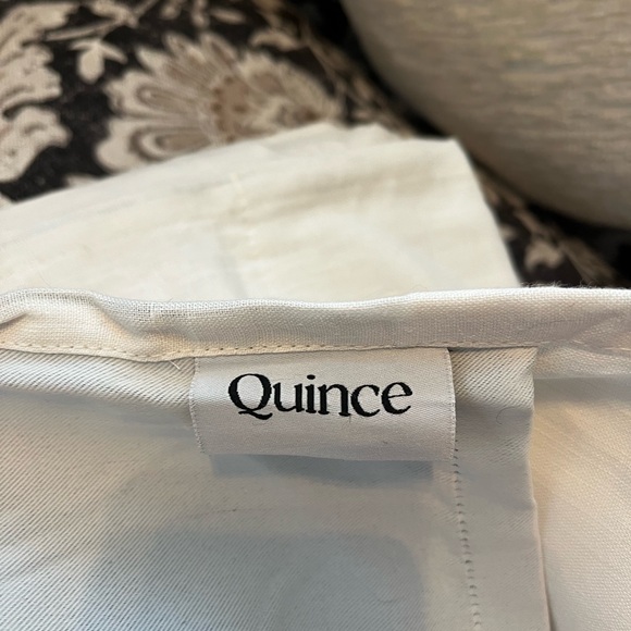 Quince linen room darkening curtains panels in white - Picture 5 of 5